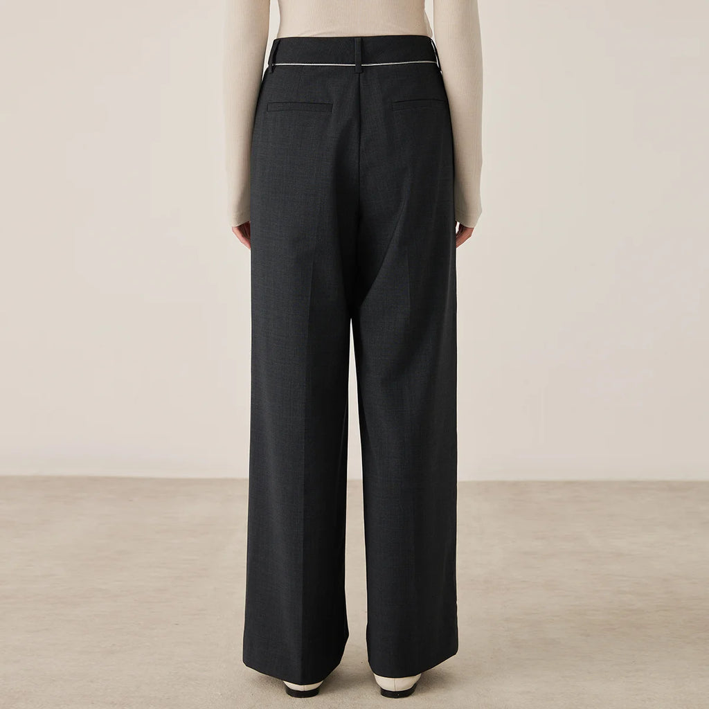 High-Waisted Wide Leg Wool Blend Pants: Women's Fall Fashion. KL9523338.