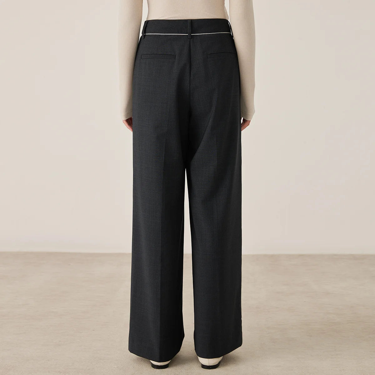 High-Waisted Wide Leg Wool Blend Pants: Women's Fall Fashion. KL9523338.