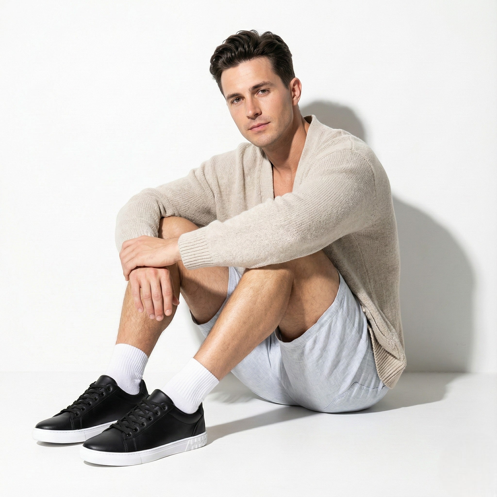 Męskie Skórzane Sneakersy Niskie